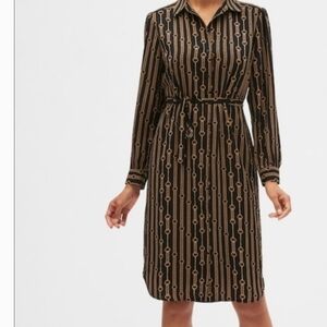 Elegant Black and Brown Patterned Dress